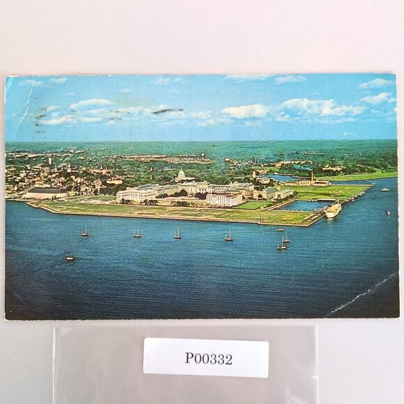 US Naval Academy Annapolis Maryland Vintage Postcard 1969 Aerial View - Picture 1 of 2